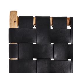 BUTACA NEGRO MADERA TECA-PIEL SALÓN 87 X 83 X 66 CM - Imagen 4