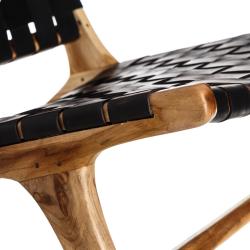 BUTACA NEGRO MADERA TECA-PIEL SALÓN 87 X 83 X 66 CM - Imagen 6