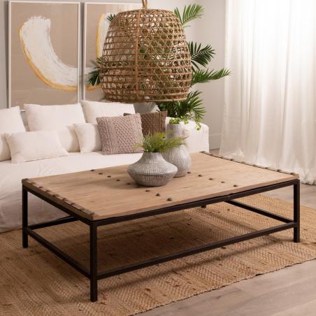 MESA CENTRO NATURAL MADERA DE OLMO 167 X 100 X 50 CM - Imagen 2