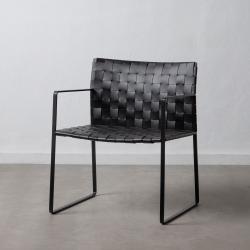 SILLA CON BRAZO NEGRO METAL / PIEL 60,50 X 57,50 X 77 CM - Imagen 1