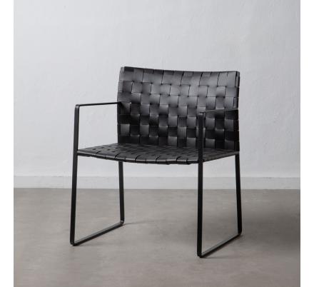 SILLA CON BRAZO NEGRO METAL / PIEL 60,50 X 57,50 X 77 CM - Imagen 1