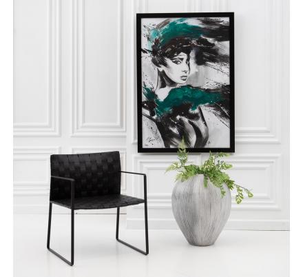 SILLA CON BRAZO NEGRO METAL / PIEL 60,50 X 57,50 X 77 CM - Imagen 2