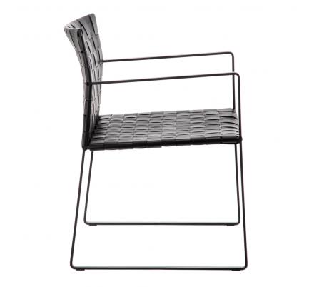 SILLA CON BRAZO NEGRO METAL / PIEL 60,50 X 57,50 X 77 CM - Imagen 3