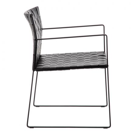 SILLA CON BRAZO NEGRO METAL / PIEL 60,50 X 57,50 X 77 CM - Imagen 3