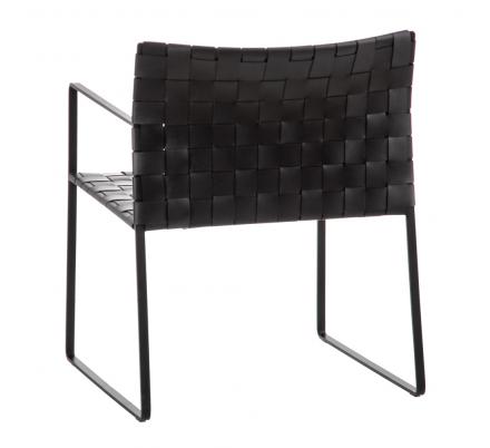 SILLA CON BRAZO NEGRO METAL / PIEL 60,50 X 57,50 X 77 CM - Imagen 4