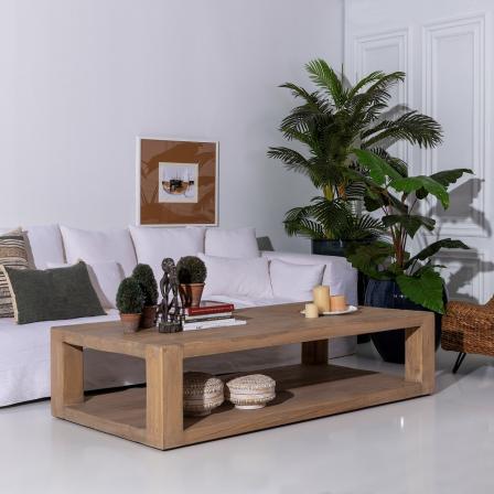 MESA CENTRO NATURAL MADERA DE OLMO 184 X 94 X 44 CM - Imagen 2