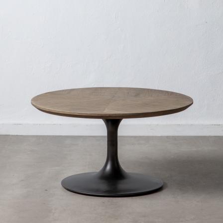 MESA CENTRO NEGRO MADERA-HIERRO SALÓN 80 X 80 X 43,50 CM - Imagen 1