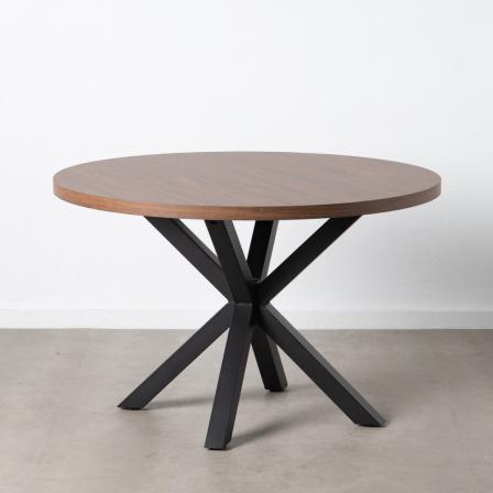 MESA COMEDOR MARRÓN-NEGRO DM-METAL 120 X 120 X 76 CM - Imagen 1