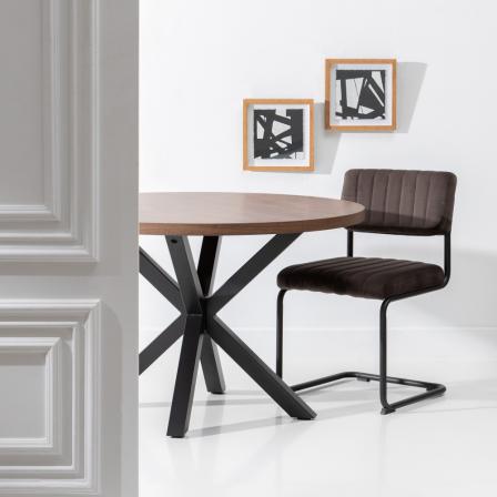 MESA COMEDOR MARRÓN-NEGRO DM-METAL 120 X 120 X 76 CM - Imagen 2