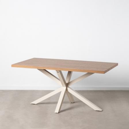 MESA COMEDOR NATURAL-BLANCO DM-METAL 160 X 90 X 76 CM - Imagen 1