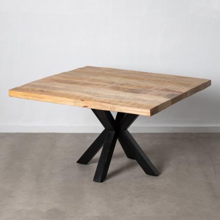 MESA COMEDOR NATURAL-NEGRO 130 X 130 X 76 CM - Imagen 1