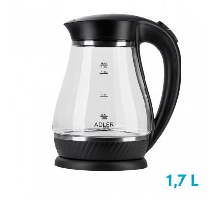 Hervidor De Agua Elect.de Vidrio Jarra Negro 1,7l  2200w.apagado Automatico.