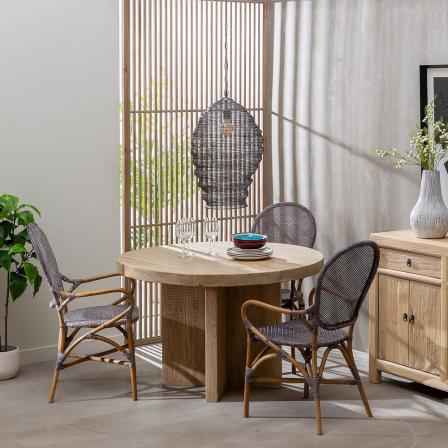 MESA COMEDOR NATURAL MADERA DE OLMO 120 X 120 X 76 CM