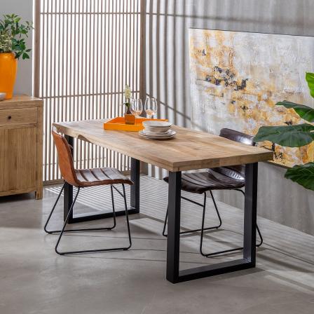 MESA COMEDOR NATURAL-NEGRO 160 X 80 X 76 CM
