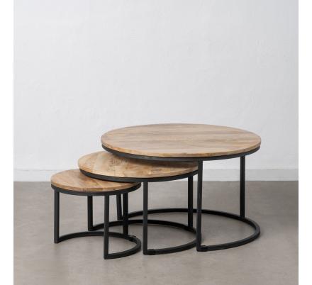 S/3 MESA CENTRO NATURAL-NEGRO 79 X 79 X 48 CM