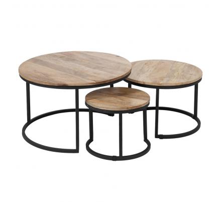 S/3 MESA CENTRO NATURAL-NEGRO 79 X 79 X 48 CM