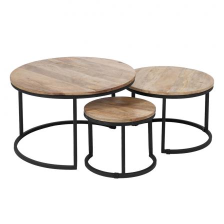S/3 MESA CENTRO NATURAL-NEGRO 79 X 79 X 48 CM