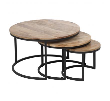 S/3 MESA CENTRO NATURAL-NEGRO 79 X 79 X 48 CM