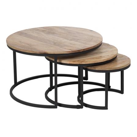 S/3 MESA CENTRO NATURAL-NEGRO 79 X 79 X 48 CM
