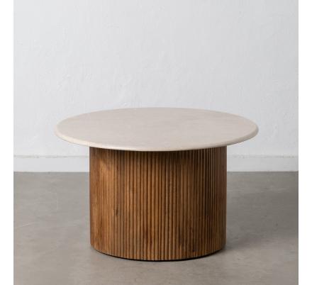 MESA CENTRO NATURAL-CREMA MÁRMOL/MADERA 76 X 76 X 45 CM