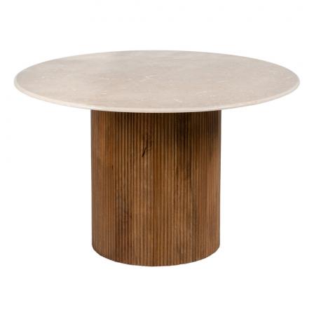 MESA COMEDOR NATURAL-CREMA MÁRMOL/MADERA 120 X 120 X 74 CM