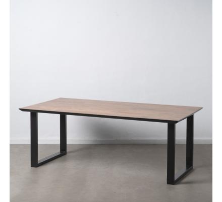 MESA COMEDOR NEGRO-MARRÓN MADERA-HIERRO 200 X 100 X 76 CM