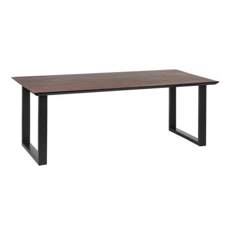 MESA COMEDOR NEGRO-MARRÓN MADERA-HIERRO 200 X 100 X 76 CM
