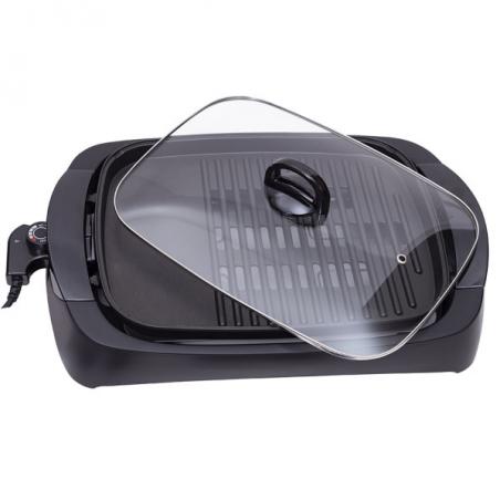 Grill Parrilla Electrica 3000w Reg.temperatura,antiadherente C/tapa De Vidrio Y Espatula 12x51x32 Cm
