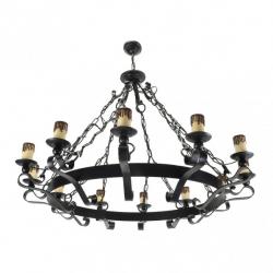 Lampara Rustica 12xe27 Medieval Negro Regx98x98 Cm