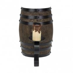 Aplique Barril 1xe27 Negro/marron 26x16x21 Cm