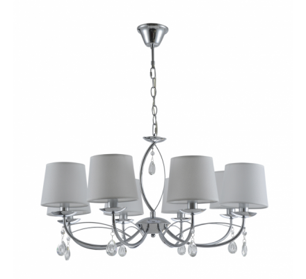 Lampara Monterrey 8xe14 Cromo Pantalla Blanca