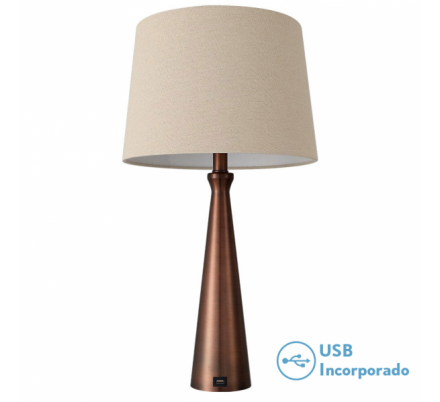 Sobremesa Pearl 1xe27 Marron 61x33x33 Cm Puerto Usb