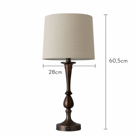 Sobremesa Khalifa1xe27 Marron 60´5x28x28 Cm Puerto Usb