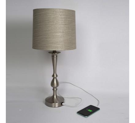 Sobremesa Khalifa 1xe27 Niquel 60´5x28x28 Cm Puerto Usb