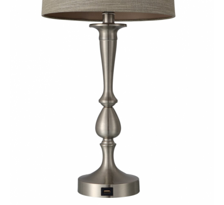 Sobremesa Khalifa 1xe27 Niquel 60´5x28x28 Cm Puerto Usb