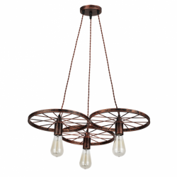 Colgante Mirlo 3xe27  Rueda Marron Oxido Regx60x60 Cm