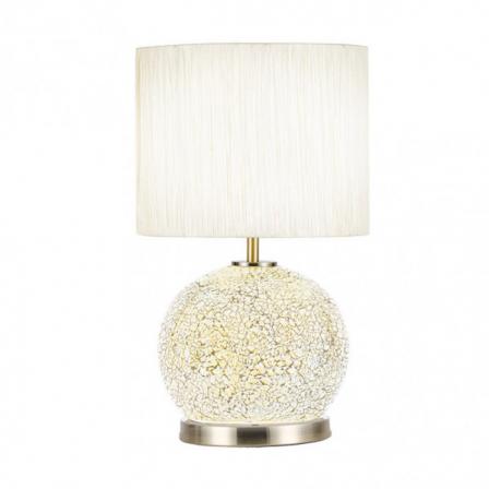 Sobremesa Cristal Secoya 1xe27+LED 5W 4000K 2 Encend.indep  50x30x30 Cm Mosaico Ambar/cuero  C/pant Beis