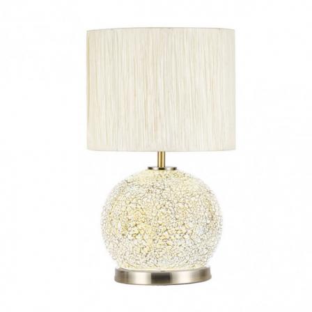 Sobremesa Cristal Secoya 1xe27+LED 5W 4000K 2 Encend.indep  50x30x30 Cm Mosaico Ambar/cuero  C/pant Beis