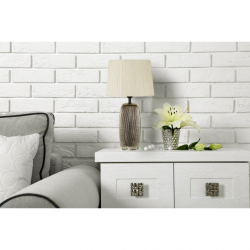 Sobremesa Ceramica Sucupira 1xe27 Bronce Dorado C/pant Beis 54x30x30cm