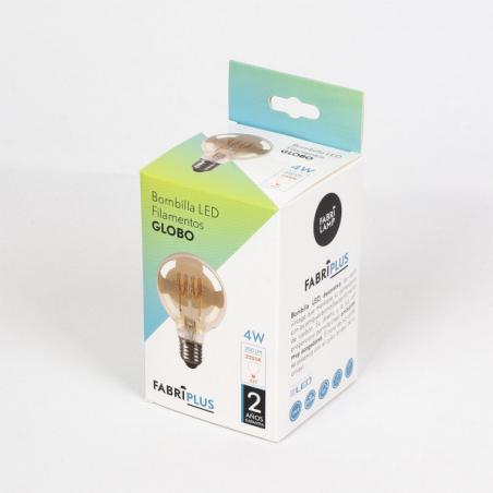 Bombilla Filamen.spiral Horz.globo 12x8d 4w 250lm  E27 Ambar 2200k