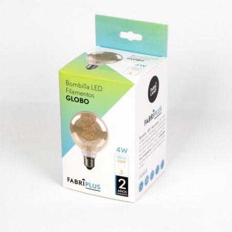 Bombilla Filamen.trenzado Globo 13x9,5d 4w 250lm  E27 Ambar 2200k