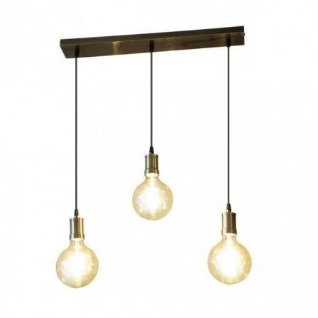 Lampara Celso 3xe27 Cuero/ambar  Bombillas  Incluidas 24w 2700k 2250lm Regx64x13 Cm