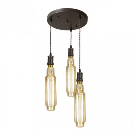 Lampara Elio 3xe27 Marron/ambar Bombillas Incluidas 24w 3000k 1920lm Regx30x30 Cm