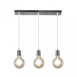 Lampara Prisco 3xe27 Cromo/transparente  Bombillas   Incluidas 24w 2700k 2550lm Regx64x12,5 Cm