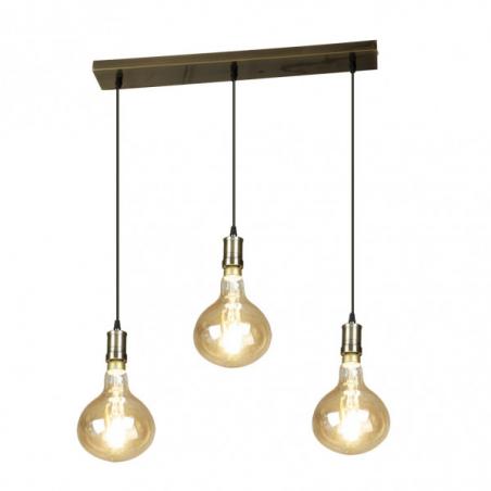 Lampara Sira 3xe27 Cuero/ambar  Bombillas   Incluidas 24w 3000k 1920lm Regx64x16 Cm