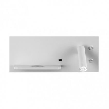 Aplique 2+8w 4000k Velazquez Dcho Blanco Usb+qi  130lm Doble Encendido 14x35x14 Cm