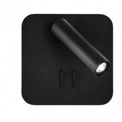 Aplique 2+6w 4000k Manet Cuadrado Negro 130lm  Doble Encendido 14x14x12 Cm