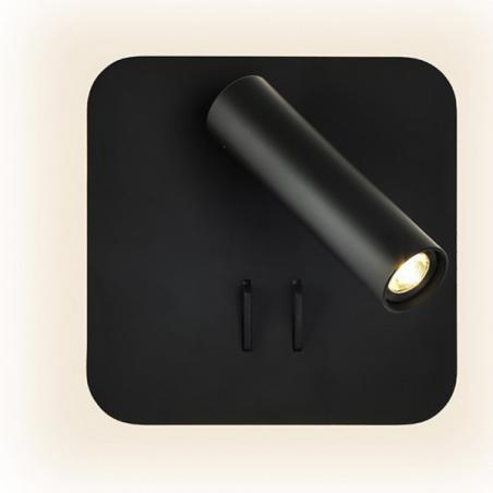 Aplique 2+6w 4000k Manet Cuadrado Negro 130lm  Doble Encendido 14x14x12 Cm