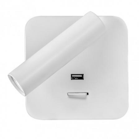 Aplique 3w 4000k Giotto Cuadrado Blanco Puerto Usb  150lm C/interruptor 14x14x12cm Orientb