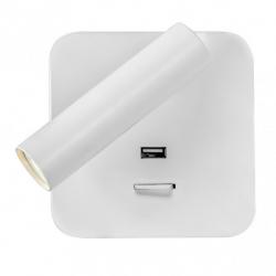 Aplique 3w 4000k Giotto Cuadrado Blanco Puerto Usb  150lm C/interruptor 14x14x12cm Orientb